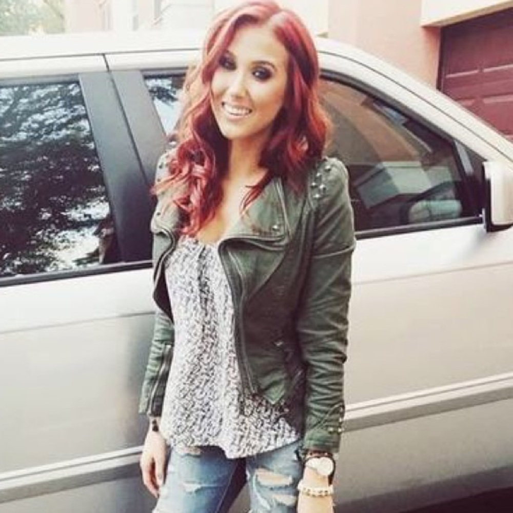 Lookbook Store Studded Army Green Jacket